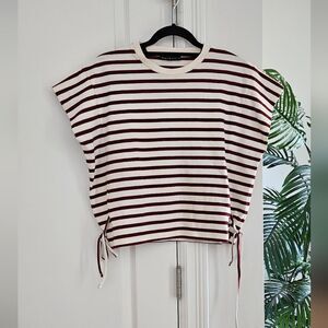 Reserved Striped Maroon and White Women's Top